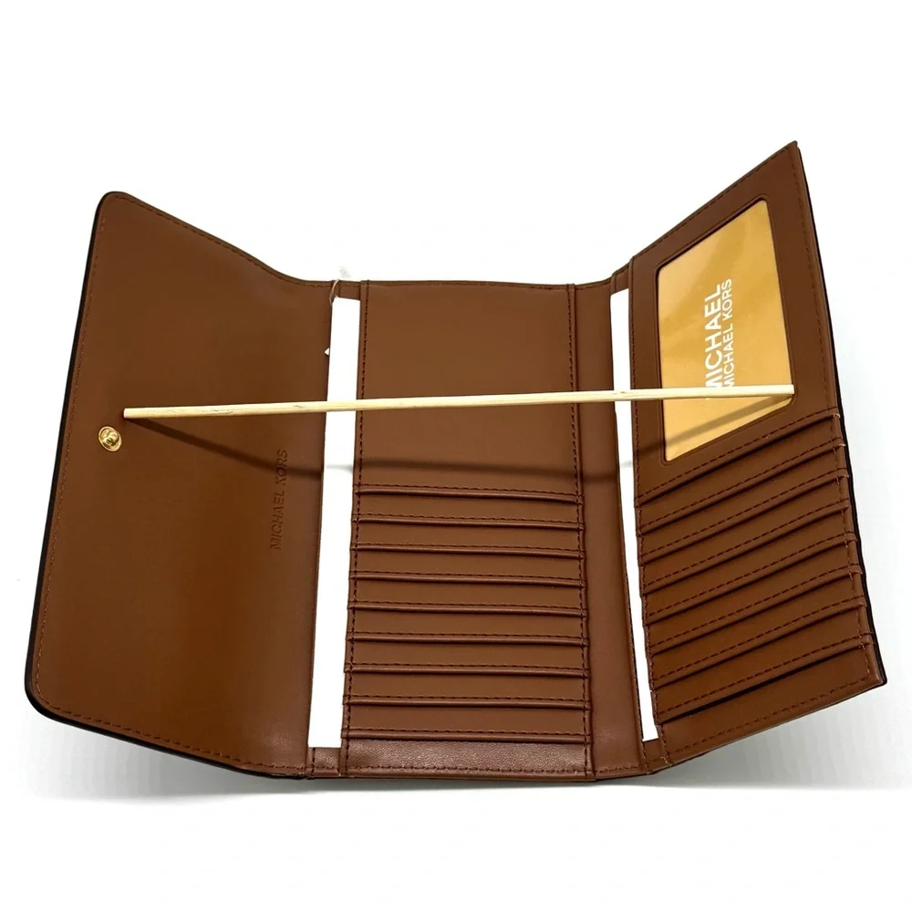 Michael Kors Large Trifold Wallet Brown Signature